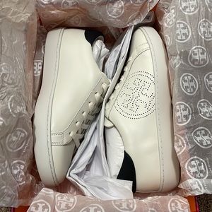 Brand new in box ivory and navy blue Tory Burch sneakers